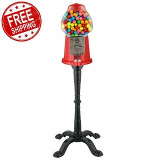 Candy Gumball Machine Bank With Metal Base Stand Vintage Coin Sweets Dispenser