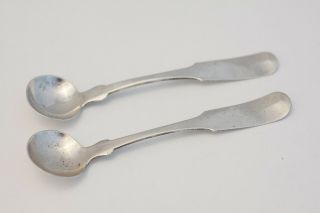 Set Of 2 Coin Silver Salt Spoons - John Bigelow,  Boston Ma 1830 - 1835