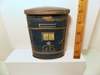 King George 5th Airmail Pillar Post Office Box Money Bank Tin C1930s