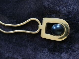Vintage Lanvin Paris Modern Gold Tone Necklace 3