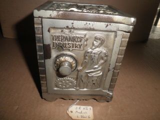 Great Old Cast Iron Bank Of Industry Combination Safe Still Bank C.  1904