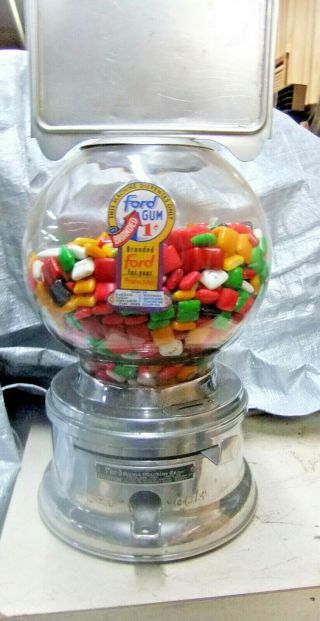 Counter Top 1c Ford Gumball Machine Glass Globe With Ford Decal