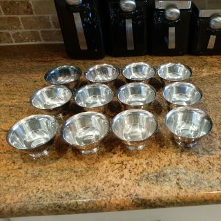 Vintage Reed And Barton Silver Pl Paul Revere Design Sm Footed Bowls - Set Of 12