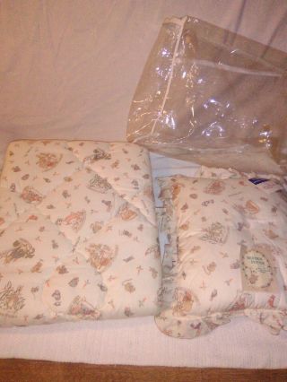 Vintage Quiltex Peter Rabbit Beatrix Potter Baby Comforter Pillow W Tags