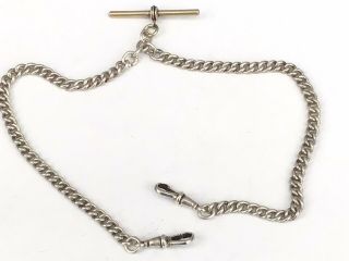 A Solid Silver Double Sided Pocket Watch Chain,  Hallmarked 1931 - Lacks T - Bar