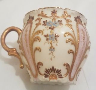 Vintage Gold Cup Saucer Limoges Hand Painted Porcelain Pink Blue Flowers France