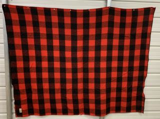 Vintage Ll Bean Freeport Maine Red Black Tartan Plaid Wool Blanket 87 " X 68 "