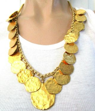 Kjl Kenneth J Lane Dangling Golden Coin Medallion Vintage Necklace