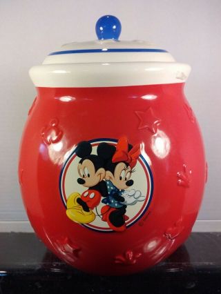 Disney Minnie/mickey Mouse Ceramic Cookie Jar - Pre - Owned H25