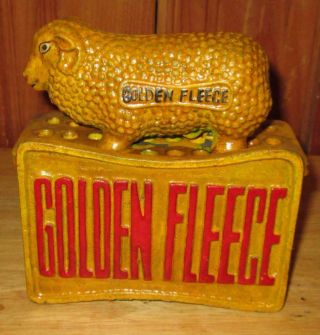 Collectable A Cast Iron Golden Fleece/ Ram Standing On Money Box / Bank
