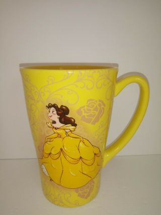 Disney Store Belle Beauty And The Beast Yellow Tall Mug Cup Flowers Thailand