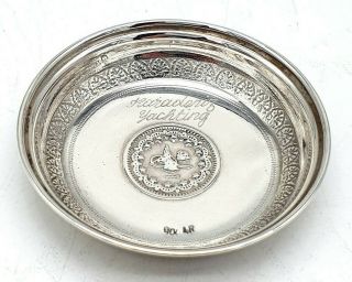 Ottoman Turkish Sterling Silver Commemorate To Karadeniz Yachting Dish.