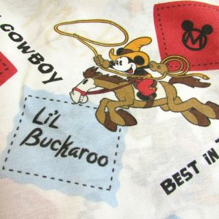 Disney Mickey Mouse Cowboy Twin Flat Sheet Western Buckaroo Retro Cutter Fabric