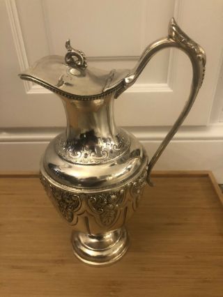 Antique Silverplate Hand Chased/repousee Ewer Water Pitcher