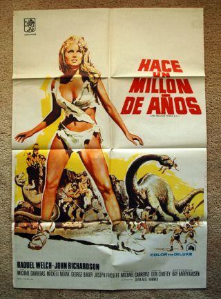Vintage 1979 One Million Years Bc Movie Poster Requel Welch Sci - Fi Art