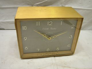 Vintage Benrus Art Deco Clock Radio Tube Type Bed Alarm