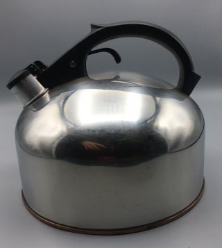 Collectable Vintage Revere Ware Copper Bottom Whistling Tea Kettle Patents Pend 3