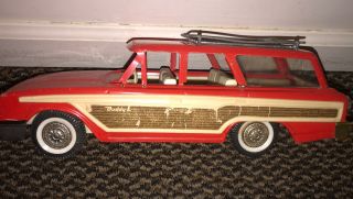 Vtg 60s Buddy L Ford Country Squire Station Wagon Toy Car Pressed Steel Plastic