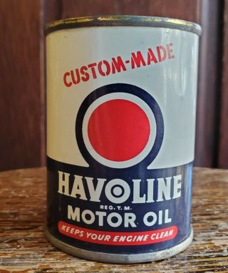 Vintage Texaco Havoline Motor Oil 3 " 4 Oz Tin Can Savings Bank Promo 1950s