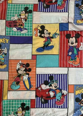 Vintage Cool Mickey Mouse Standard Twin Size Sheet Set 80s Walt Disney Co.