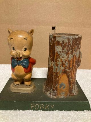 Vintage Looney Tunes Cast Iron Porky Pig Coin Bank 1940 