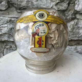 Ford Gumball Machine Glass Globe Only One Vending 1 Cent Vtg Old Decal