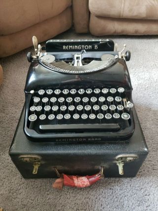 Vintage Remington Rand Model 5 Portable Typewriter W/ Case