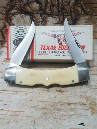 Vintage Usa Case Xx 1981 Texas Longhorn Double Lockback Pocket Knife Nib