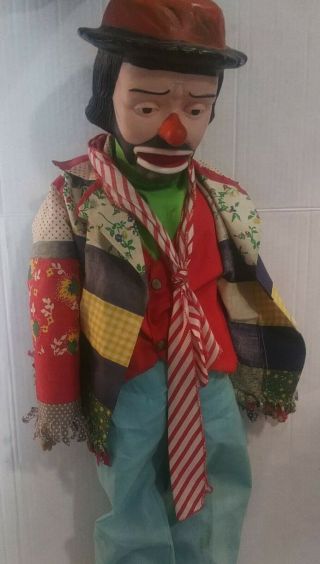 Vintage Emmett Kelly Talking Clown Ventriloquist Doll Hobo Juro Novelty Co 30 "