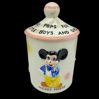 Vtg Disney Mickey Mouse Donald Duck Ludwig Drake Lolly Pop Cookie Jar 1961