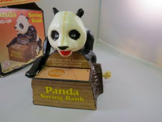 Panda Coin Bank - Vintage 80s Wind - Up - Made In Hong Kong -