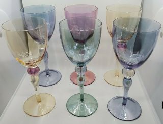 Vintage Murano Wine Glasses Multi Color 