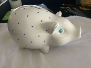 Tiffany & Co.  Ceramic Piggy Bank - Hand Painted Tiffany Blue Polka Dots/italy