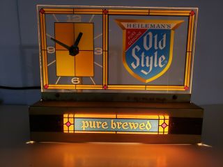Vintage Heileman ' s Old Style Beer Lighted Cash Register Clock Sign Pure Brewed 2