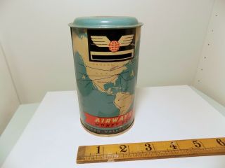 Chad Valley Airmail Map Image Tin Money Bank C1950s