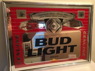 Vintage Bud Light Beer Mirror