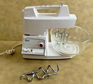 Vintage Oster Kitchen Center 971 - 08h 12 Speed Mixer Beaters & Hooks Processor