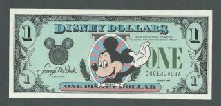 1988 $1 One Disney Dollar The Walt Disney Company With Envelope - Crisp S252