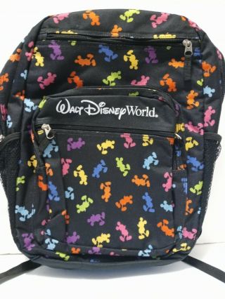 Walt Disney World Mickey Mouse Backpack Black Rainbow Silhouette Park Exclusive