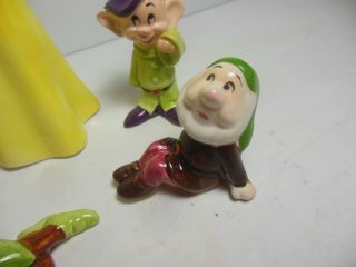 Snow White & 4 of the 7 Seven Dwarfs Japan Walt Disney Vintage Ceramic Figurines 3