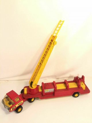 Tonka Fire Engine Ladder Truck Vintage Red Yellow Pressed Steel Made In Usa
