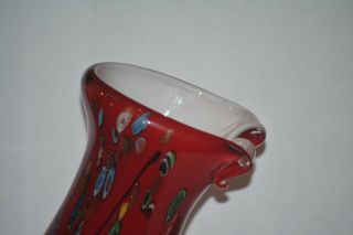 Vintage Murano Red Millefiori Shoe / Boot Vase Italian Art Glass 8 