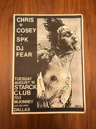 Chris,  Cosey Psychic Tv 87 Starck Club Dallas Kozik Poster Vtg