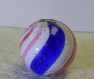 12406m Vintage German Handmade Peppermint Swirl Marble.  69 Inches