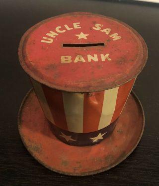 Tin J Chein Uncle Sam Toy Top Hat Bank Vintage