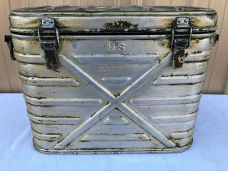 Vtg 1971 Us Military Metal Insulated Food Container Lasko Cooler