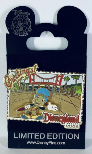 Dlr Greetings From Disneyland Resort 2006 Jiminy Cricket At Dca Le 1000 Pin