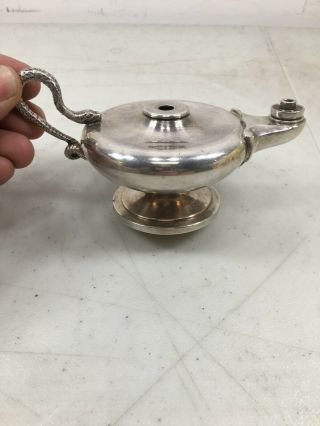 Vintage Antique Elkington & Co.  Sterling 925 Silver Aladin Lamp,  Oil Lamp? Snake