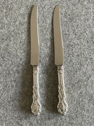 2 Gorham Versailles Sterling Handle 9 - 3/4” Dinner Knives Monogrammed.