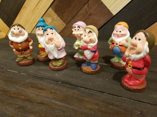 Disney Vintage Set Of 7 Dwarfs Rubber Dolls 5.  5 " Seven Toys